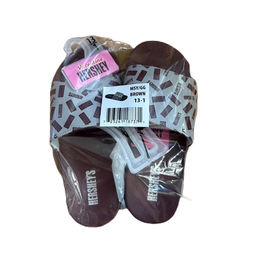 Hershey's Chocolate Brown Slide Sandals NEW 13/1 Hershey Park